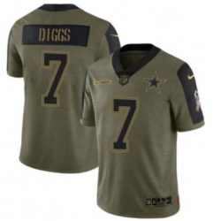 Men Olive Dallas Cowboys #7 Trevon Diggs 2021 Salute To Service Limited Stitched Jersey