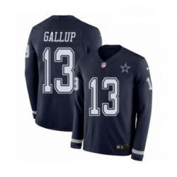 Mens Nike Dallas Cowboys 13 Michael Gallup Limited Navy Blue Therma Long Sleeve NFL Jersey