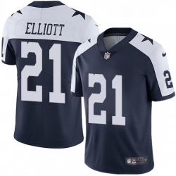 Mens Nike Dallas Cowboys 21 Ezekiel Elliott Navy Blue Throwback Alternate Vapor Untouchable Limited Player NFL Jersey