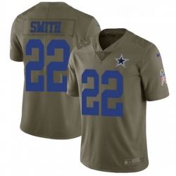 Mens Nike Dallas Cowboys 22 Emmitt Smith Limited Olive 2017 Salute to Service NFL Jersey