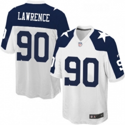 Mens Nike Dallas Cowboys 90 Demarcus Lawrence Game White Throwback Alternate NFL Jersey