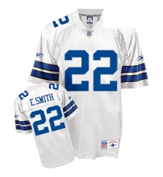 Mens Reebok Dallas Cowboys 22 Emmitt Smith Authentic White Throwback NFL Jersey