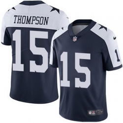 Nike Cowboys #15 Deonte Thompson Navy Blue Thanksgiving Mens Stitched NFL Vapor Untouchable Limited Throwback Jersey