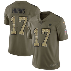 Nike Cowboys #17 Allen Hurns Olive Camo Mens Stitched NFL Limited 2017 Salute To Service Jersey