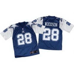 Nike Cowboys 28 Darren Woodson Navy Blue White Mens Stitched NFL Throwback Elite Jersey