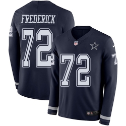 Nike Cowboys #72 Travis Frederick Navy Blue Team Color Men Stitched NFL Limited Therma Long Sleeve Jersey