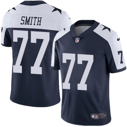 Nike Cowboys #77 Tyron Smith Navy Blue Thanksgiving Mens Stitched NFL Vapor Untouchable Limited Throwback Jersey