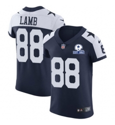 Nike Cowboys 88 CeeDee Lamb Navy Blue Thanksgiving Men Stitched With Established In 1960 Patch NFL Vapor Untouchable Throwback Elite Jersey