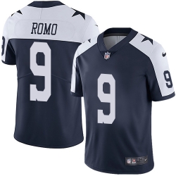 Nike Cowboys #9 Tony Romo Navy Blue Thanksgiving Mens Stitched NFL Vapor Untouchable Limited Throwback Jersey