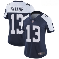 Cowboys #13 Michael Gallup Navy Blue Thanksgiving Women Stitched Football Vapor Untouchable Limited Throwback Jersey