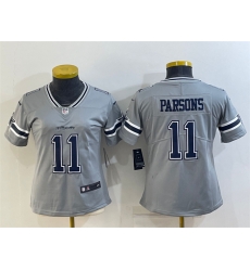 Women Dallas Cowboys 11 Micah Parsons Gray Stitched Jersey