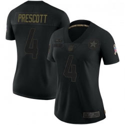 Women Dallas Cowboys Dak Prescott Black Limited 2020 Salute To Service Jersey