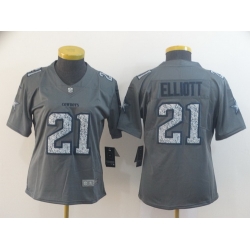 Women Nike Cowboys 21 Ezekiel Elliott Gray Camo Vapor Untouchable Limited Jersey