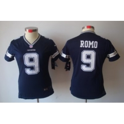 Women Nike Dallas Cowboys 9# Tony Romo Blue Color[Women's NIKE LIMITED Jersey]