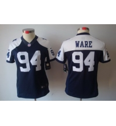 Women Nike Dallas Cowboys 94 Ware Blue[Thanksgiving LIMITED Jersey]