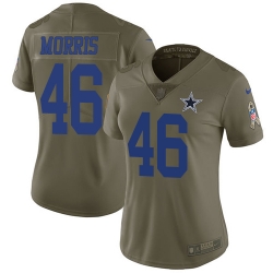 Womens Nike Cowboys #46 Alfred Morris Olive  Stitched NFL Limited 2017 Salute to Service Jersey