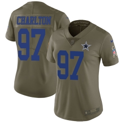 Womens Nike Cowboys #97 Taco Charlton Olive  Stitched NFL Limited 2017 Salute to Service Jersey