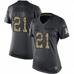 Womens Nike Dallas Cowboys 21 Deion Sanders Limited Black 2016 Salute to Service NFL Jersey