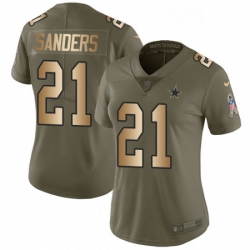 Womens Nike Dallas Cowboys 21 Deion Sanders Limited OliveGold 2017 Salute to Service NFL Jersey