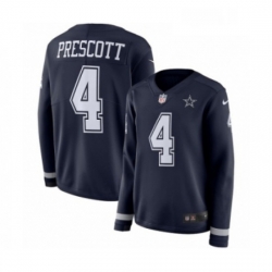 Womens Nike Dallas Cowboys 4 Dak Prescott Limited Navy Blue Therma Long Sleeve NFL Jersey