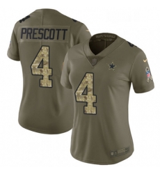 Womens Nike Dallas Cowboys 4 Dak Prescott Limited OliveCamo 2017 Salute to Service NFL Jersey