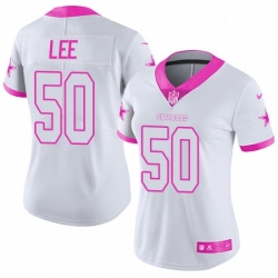 Womens Nike Dallas Cowboys 50 Sean Lee Limited WhitePink Rush Fashion NFL Jersey