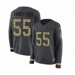 Womens Nike Dallas Cowboys 55 Leighton Vander Esch Limited Black Salute to Service Therma Long Sleeve NFL Jersey