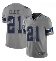 Cowboys #21 Ezekiel Elliott Gray Youth Stitched Football Limited Inverted Legend Jersey