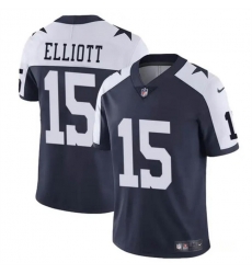 Youth Dallas Cowboys 15 Ezekiel Elliott Navy White Vapor Untouchable Thanksgiving Limited Stitched Football Jersey