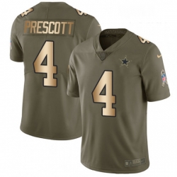 Youth Nike Dallas Cowboys 4 Dak Prescott Limited OliveGold 2017 Salute to Service NFL Jersey