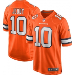 Men Denver Broncos 10 Jerry Jeudy Orange Game Stitched Jersey
