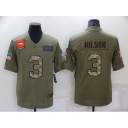 Men Denver Broncos 3 Russell Wilson Olive Camo Salute To Service Limited Stitched jersey