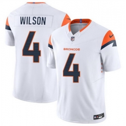 Men Denver Broncos 4 Zach Wilson White 2024 F U S E  Vapor Limited Stitched Football Jersey