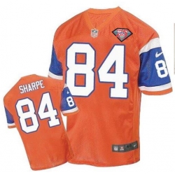 Men Nike Broncos #84 Shannon Sharpe Orange Stitched 75TH Anniversay Patch Jersey