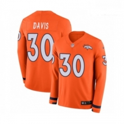 Men Nike Denver Broncos 30 Terrell Davis Limited Orange Therma Long Sleeve NFL Jersey