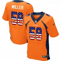 Men Nike Denver Broncos 58 Von Miller Elite Orange Home USA Flag Fashion NFL Jersey