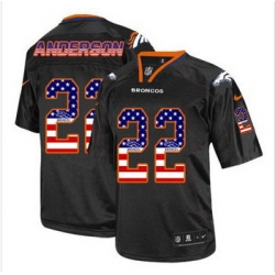 New Denver Broncos #22 C.J. Anderson Black Men' Stitched NFL Elite USA Flag Fashion Jersey