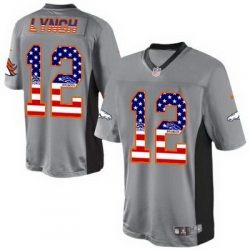 Nike Broncos #12 Paxton Lynch Grey Mens Stitched NFL Elite USA Flag Fashion Jersey