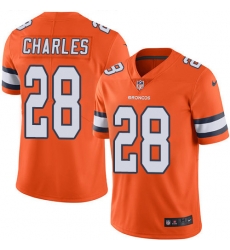 Nike Broncos #28 Jamaal Charles Orange Mens Stitched NFL Limited Rush Jersey