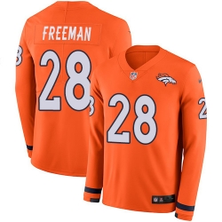 Nike Broncos #28 Royce Freeman Orange Team Color Men Stitched NFL Limited Therma Long Sleeve Jersey