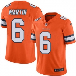 Nike Denver Broncos 6 Sam Martin Orange Men Stitched NFL Limited Rush Jersey