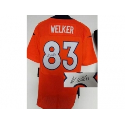 Nike Denver Broncos 83 Wes Welker Orange Elite Signed NFL Jersey