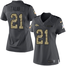 Nike Broncos #21 Aqib Talib Black Womens Stitched NFL Limited 2016 Salute to Service Jersey