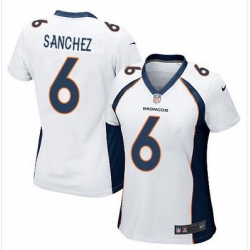 Nike Broncos #6 Mark Sanchez White Womens Stitched NFL New Elite Jersey