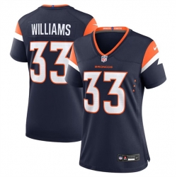 Women Denver Broncos 33 Javonte Williams Navy 2024 Alternate Stitched Jersey