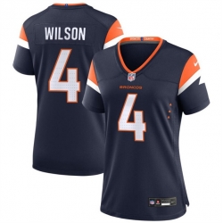 Women Denver Broncos 4 Zach Wilson Navy 2024 Alternate Stitched Jersey