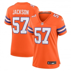 Women Denver Broncos 57 Tom Jackson Orange Mile High Collection 1977 Throwback Stitched Jersey