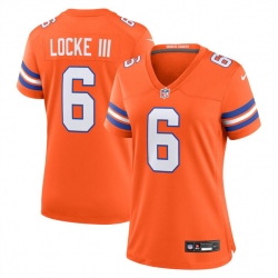 Women Denver Broncos 6 P J  Locke III Orange Mile High Collection 1977 Throwback Stitched Jersey