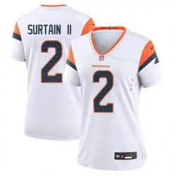 Women Nike Denver Broncos 2 Patrick Surtain II White Vapor Limited Jersey