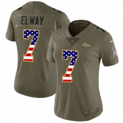 Womens Nike Denver Broncos 7 John Elway Limited OliveUSA Flag 2017 Salute to Service NFL Jersey